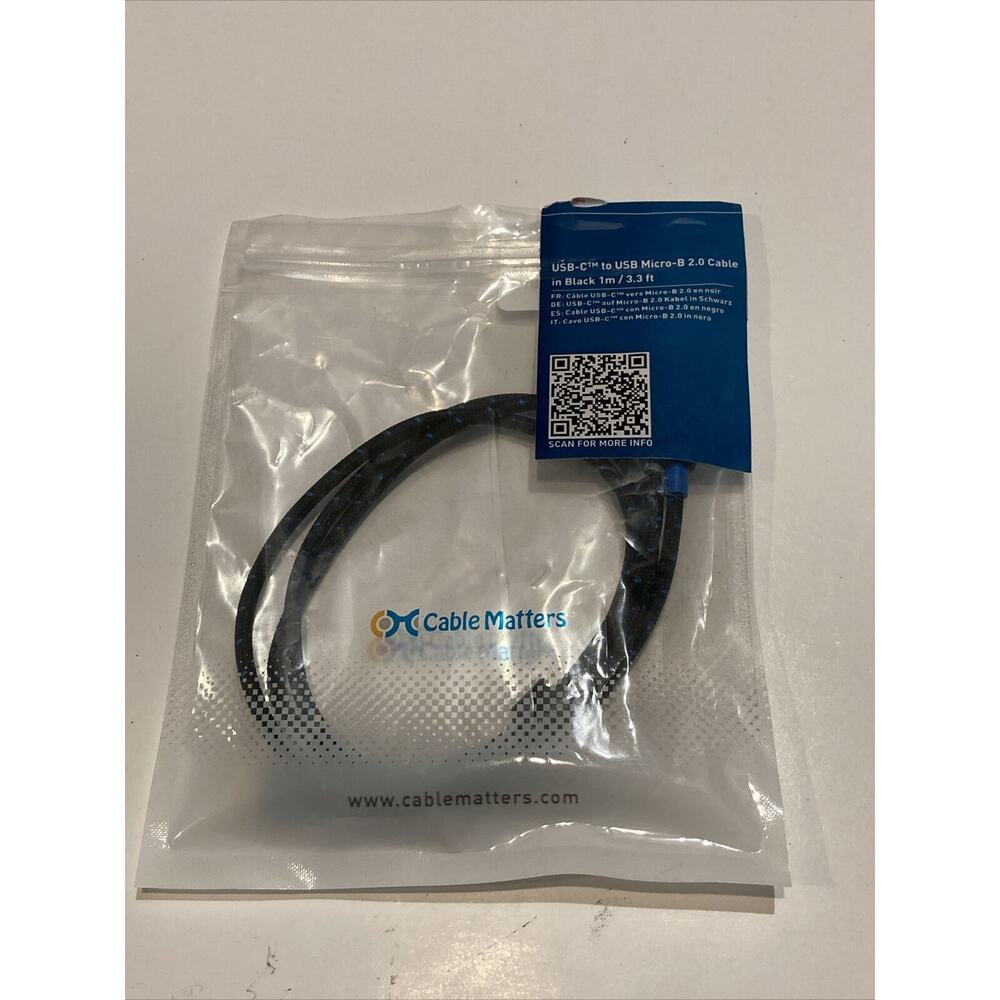 Cable Matters Braided USB C to Micro B USB Cable 1 m / 3.3 ft ‎201003-BLK-1m
